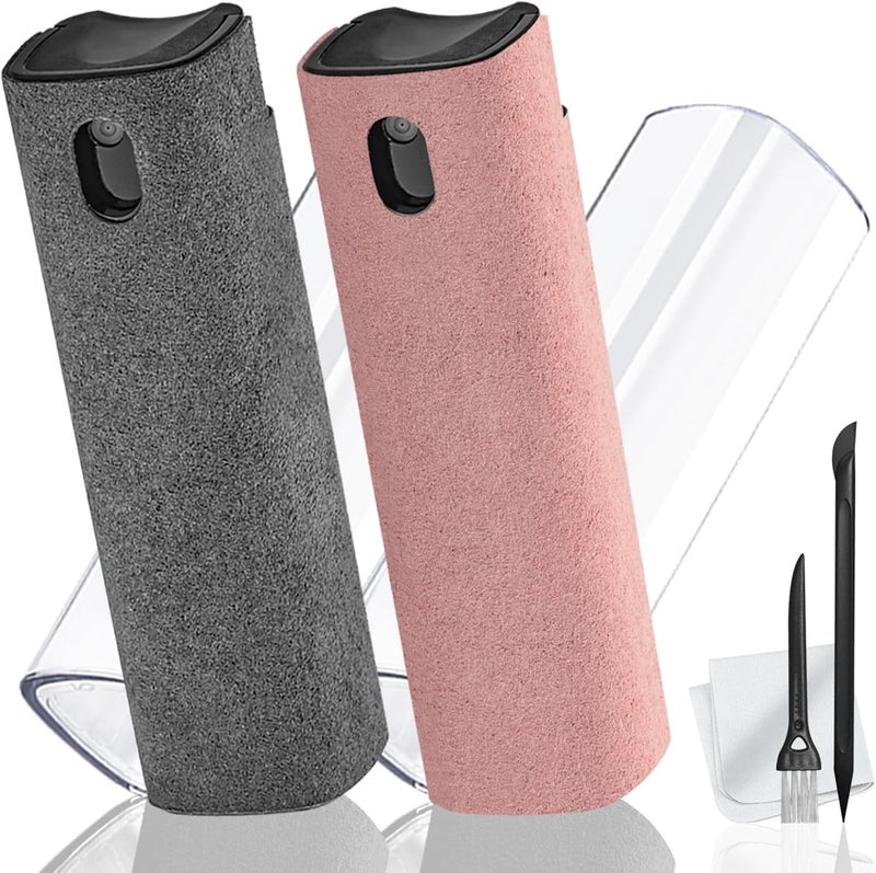 walrfid 2 Pack Screen Cleaner Spray and Wipe for Laptop Monitor and Car Screens, Phone Touchscreen Mist Cleaning Kit for Cellphone, Tablet, PC, Computer, LCD, Eyeglass, iPhone, iPad, Mac Pro - Grey and Pink - Image 1